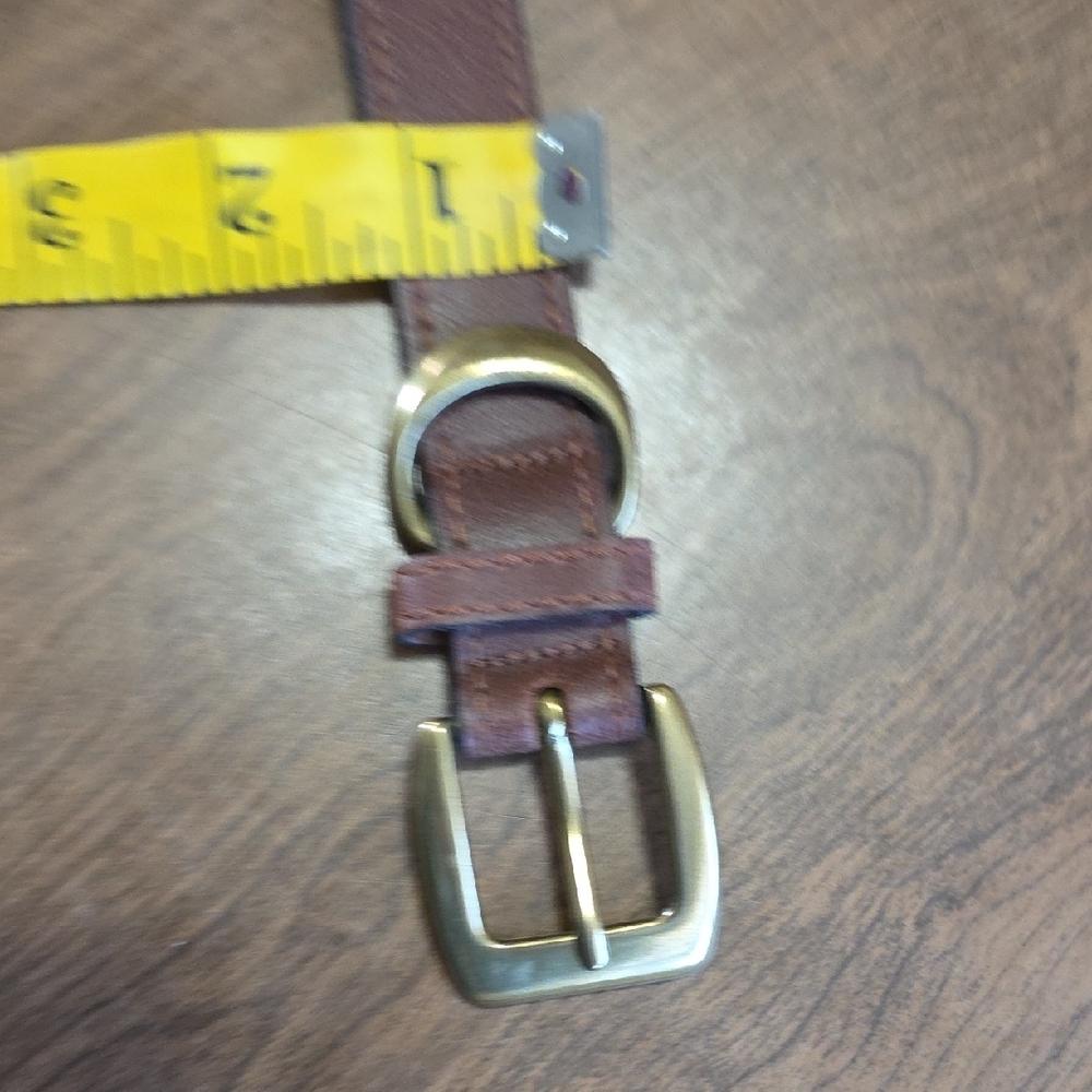 Brown Genuine Leather‎ Women's Belt Size Small 1" Thin Gold Buckle - Picture 6 of 8